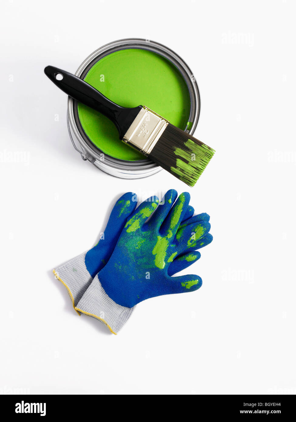 Paint brush and gloves Stock Photo Alamy
