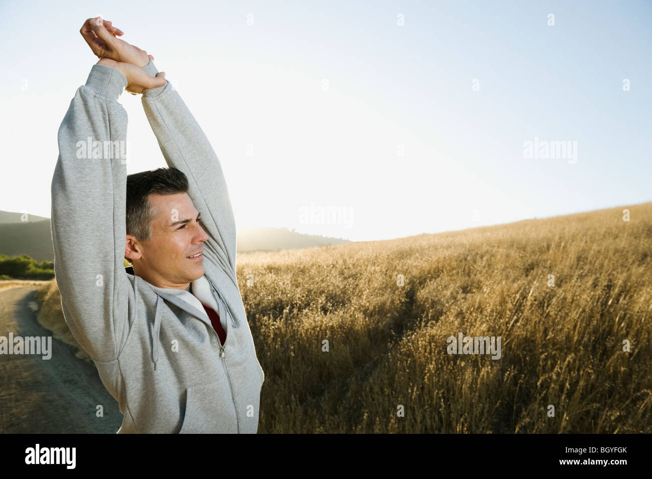 Man stretching in outdoor hi-res stock photography and images - Alamy