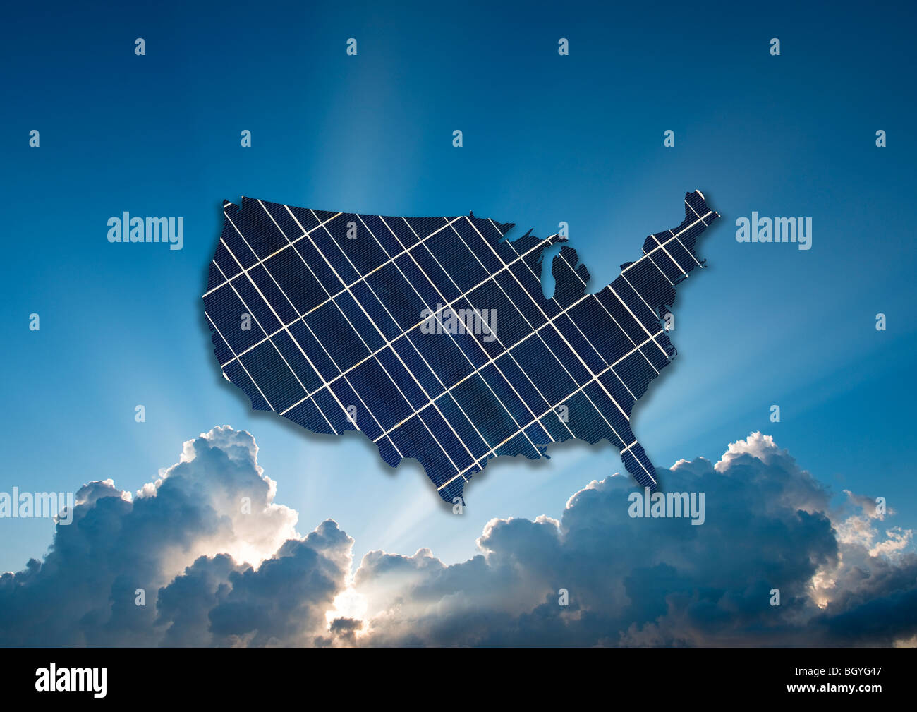 Grid in shape of United Stated Stock Photo