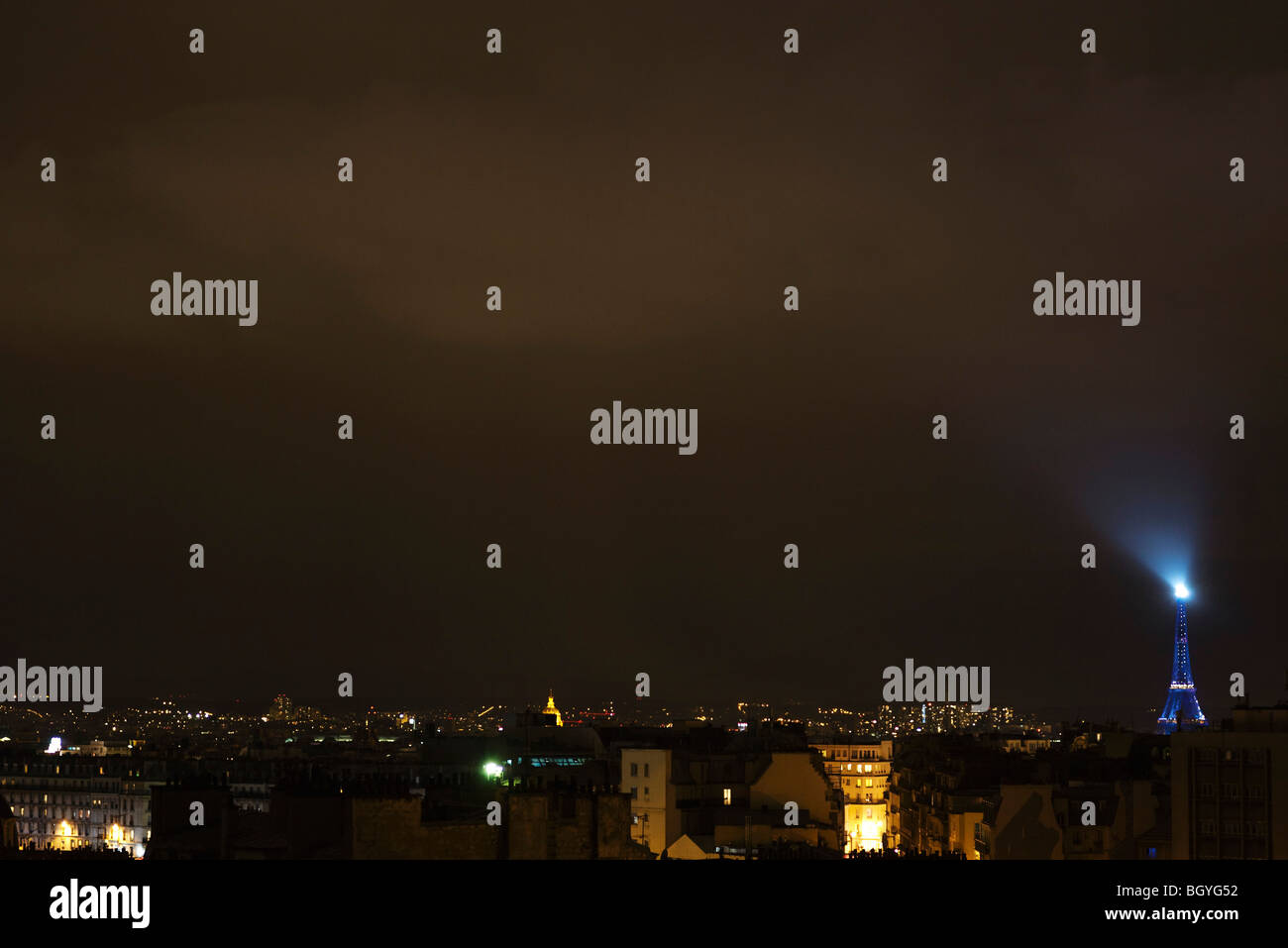 France Paris At Night Eiffel Tower In Background Stock Photo
