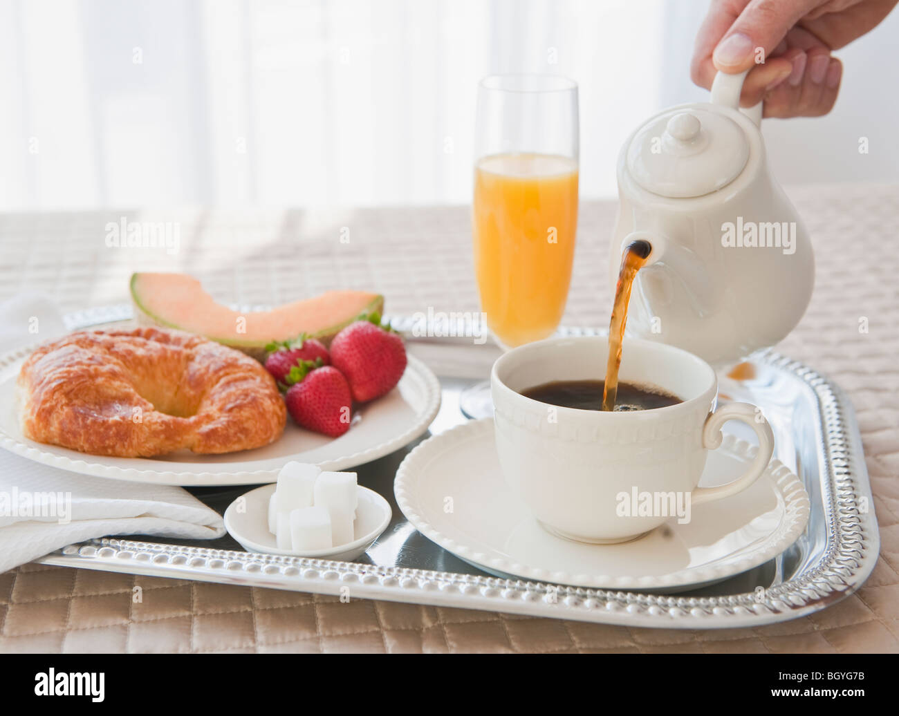 Breakfast tray Stock Photo