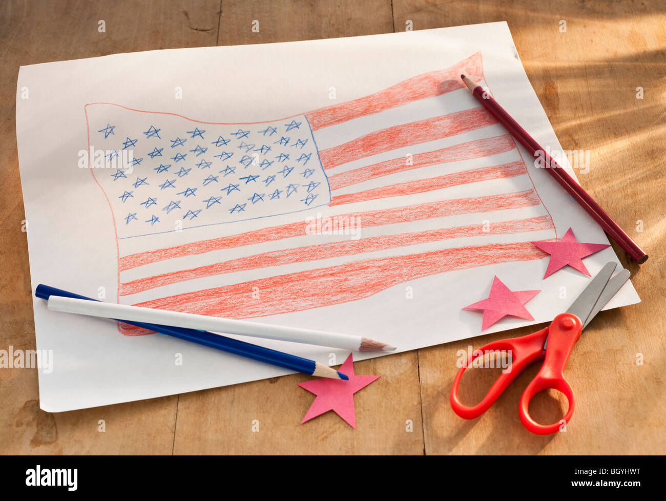 Drawing Of American Flag Stock Photo Alamy