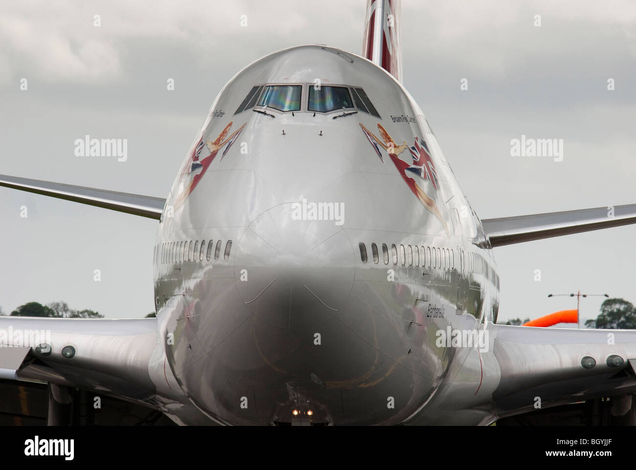 Virgin Atlantic Boeing 747-400 jumbo jet named Barbarella. Stock Photo