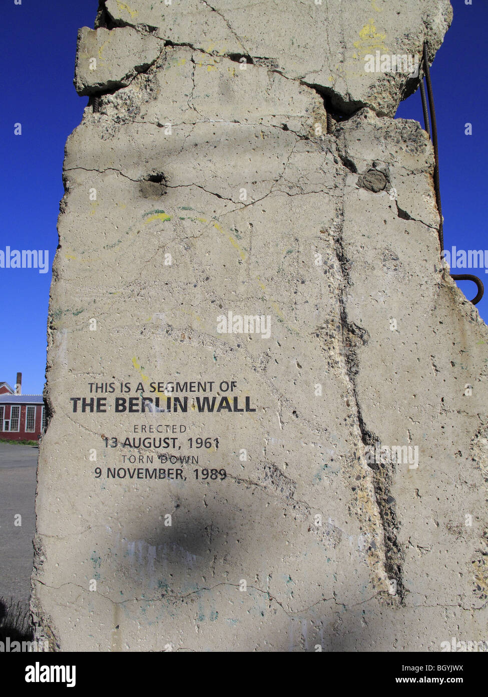 a large section of the Berlin Wall erected as a display Stock Photo