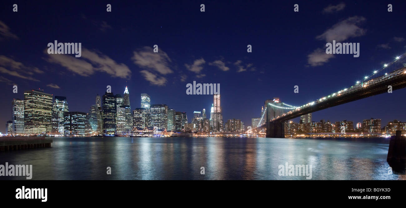 Night view of the New York skyline Stock Photo