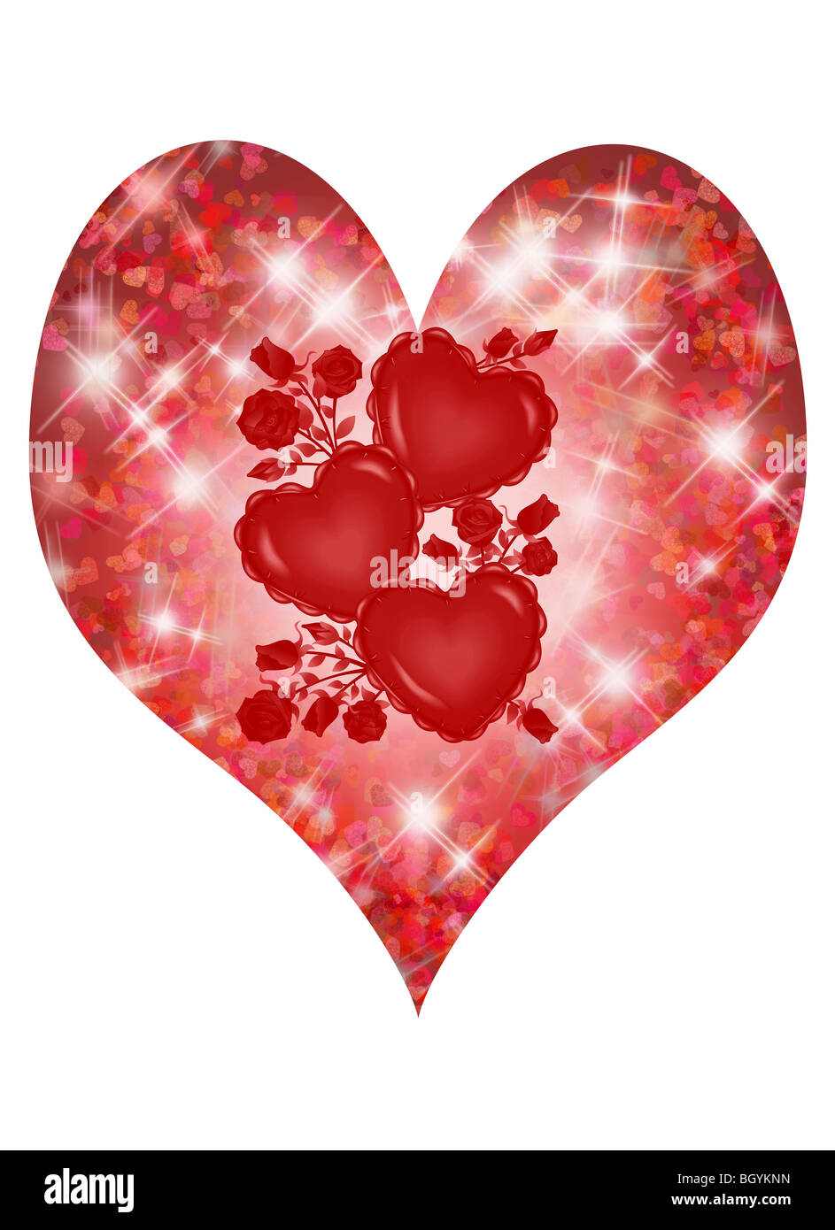 sparkling St valentine's red heart isolated on white background Stock ...