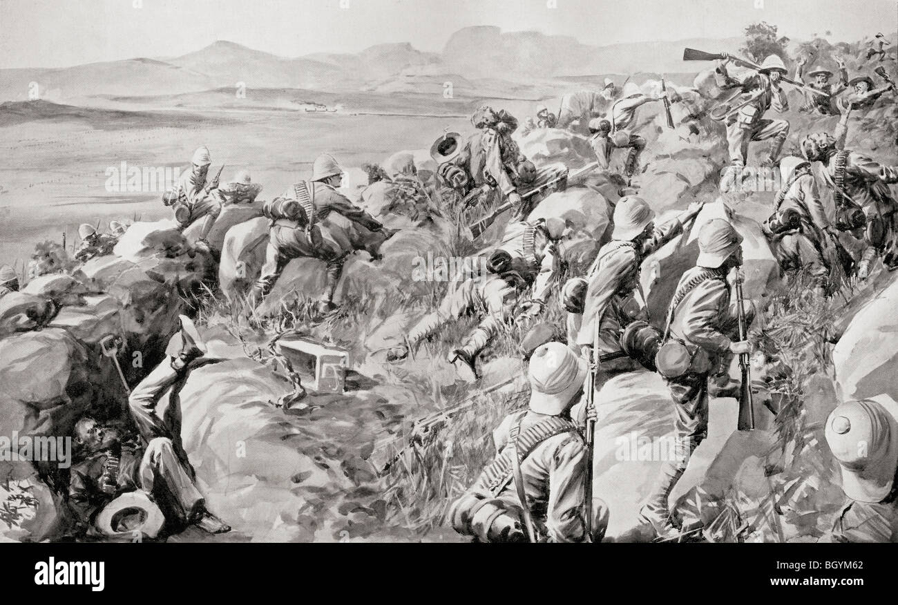 The Relief of Ladysmith, February 1900, the last rush at Hlangwane Hill. Stock Photo