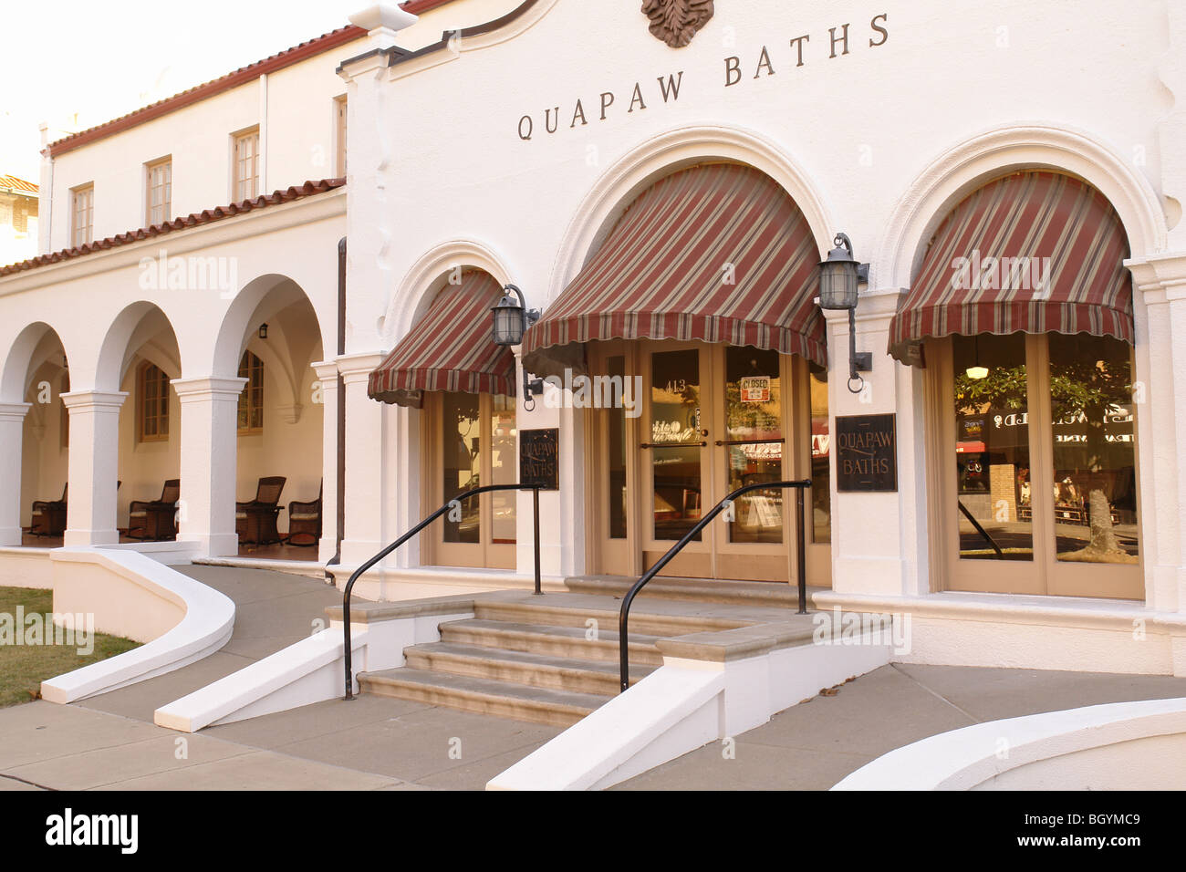 Hot Springs, AR, Arkansas, downtown, Quapaw Baths, Bath House Stock
