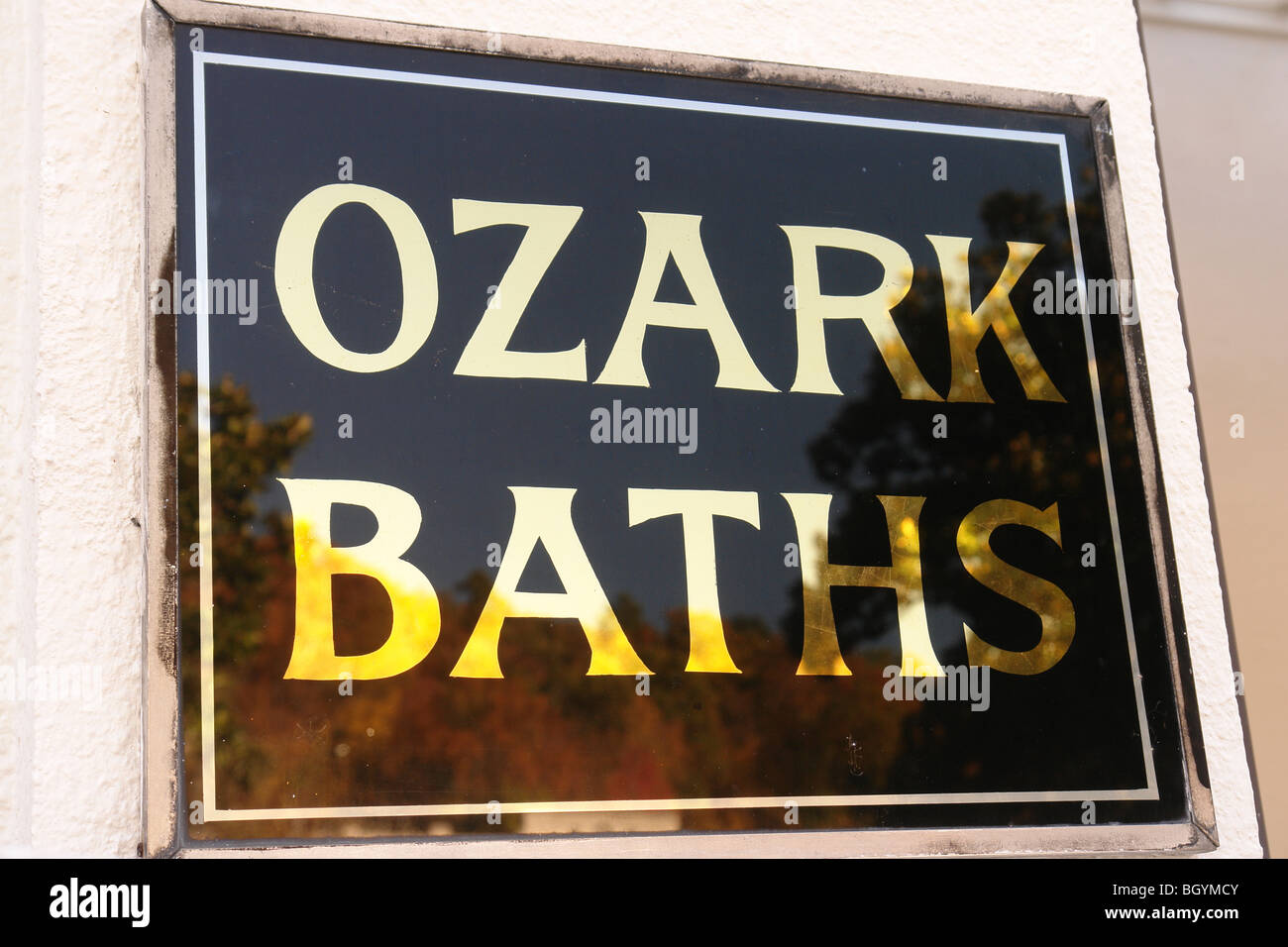 Hot Springs, AR, Arkansas, downtown, Ozark Baths, Bath House, sign