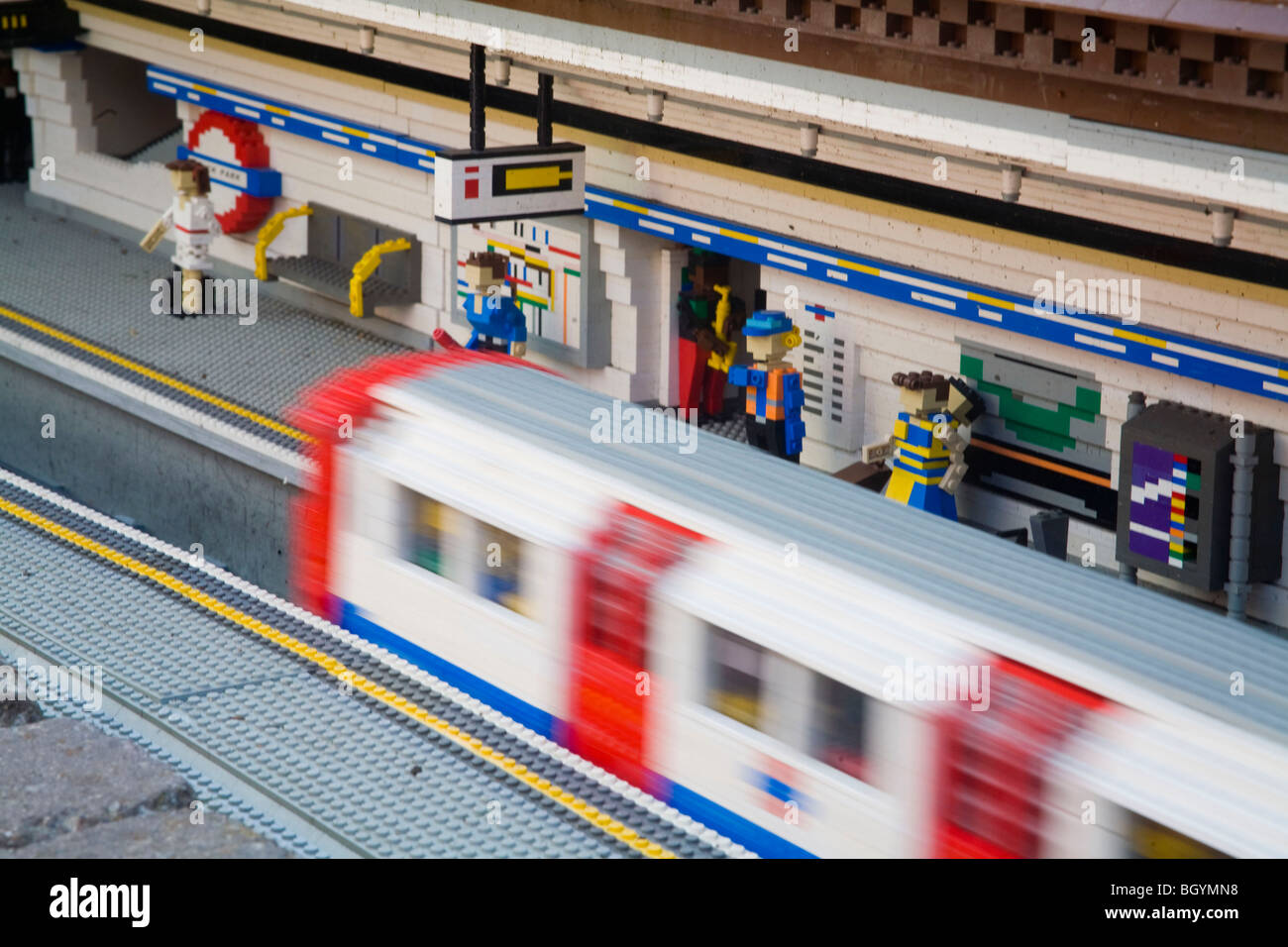 Lego Underground train arriving, Legoland Windsor Stock Photo - Alamy