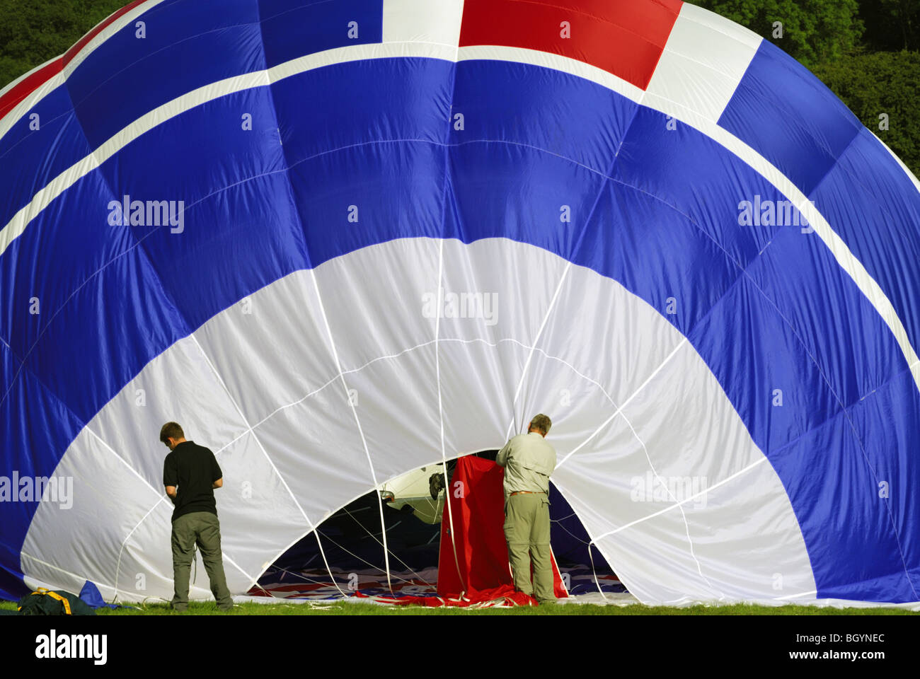 Hot Air Balloon at Bristol International Balloon fiesta being prepared to be launched Stock Photo