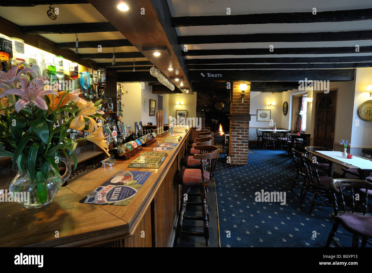 The inside of a traditional old English pub Stock Photo