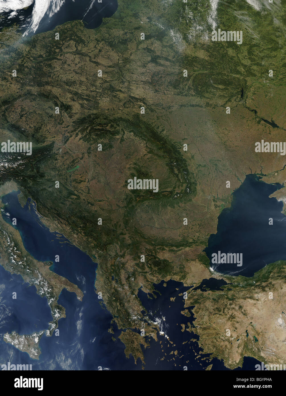 Satellite image of Central Europe, credit NASA Stock Photo