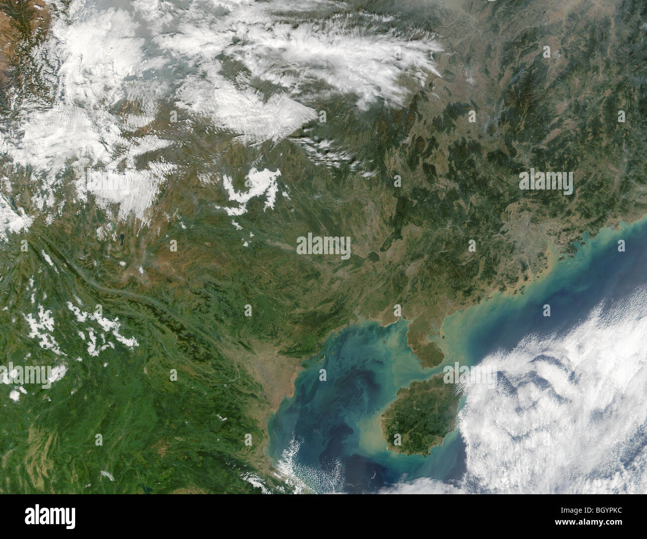 Gulf of Tonkin China is visible in this satellite image from NASA, taken in 2001 Stock Photo