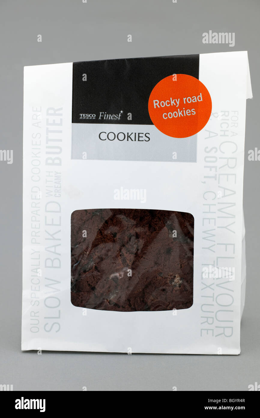 Bag of "Tesco finest"" rocky road" cookies Stock Photo Alamy