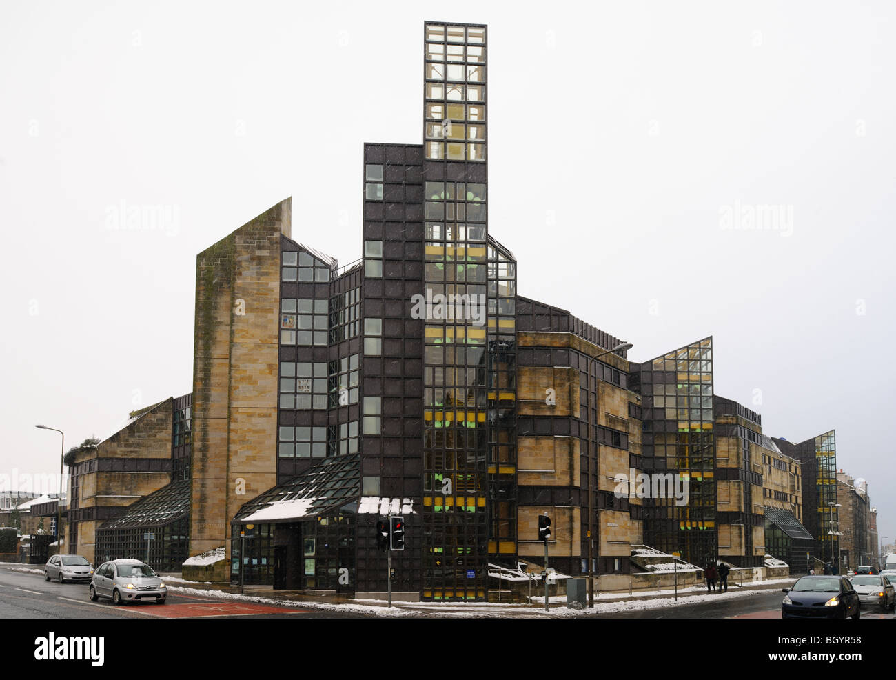 National Library of Scotland, Causewayside Building , Edinburgh in the snow. Stock Photo