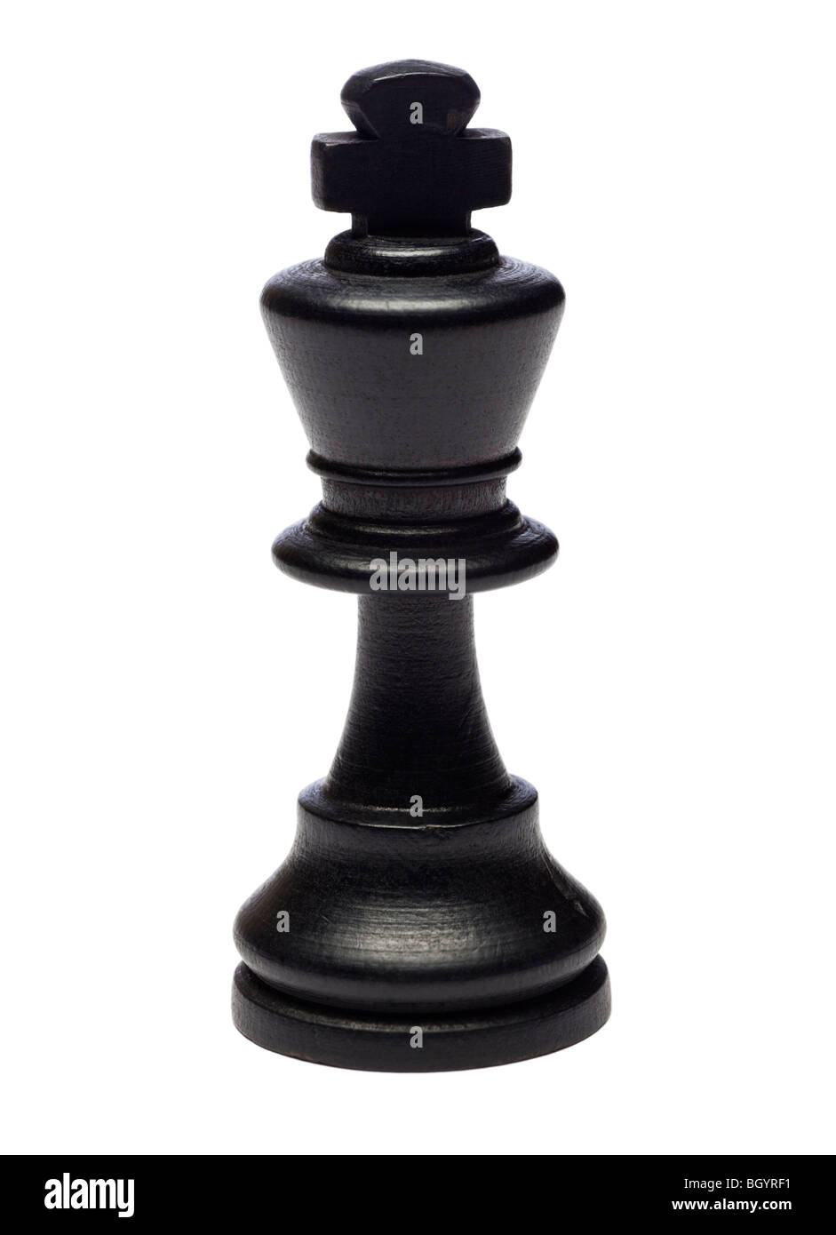 Black King Chess Piece, Staunton Boxwood, studio on white background Stock Photo