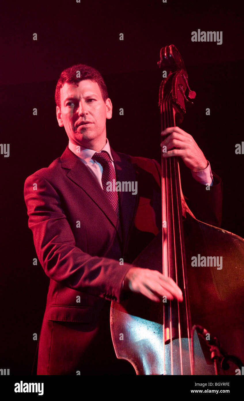 Jazz double bass player John ber playing "KIND OF BLUE" with the So What Band at Hay Festival