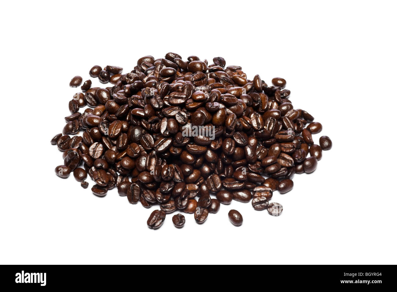 Coffee beans pile, studio on white background Stock Photo