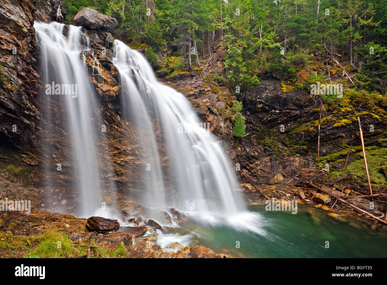 Rainbow Falls in Monashee Provincial Park, Okanagan, British Columbia, Canada. Stock Photo