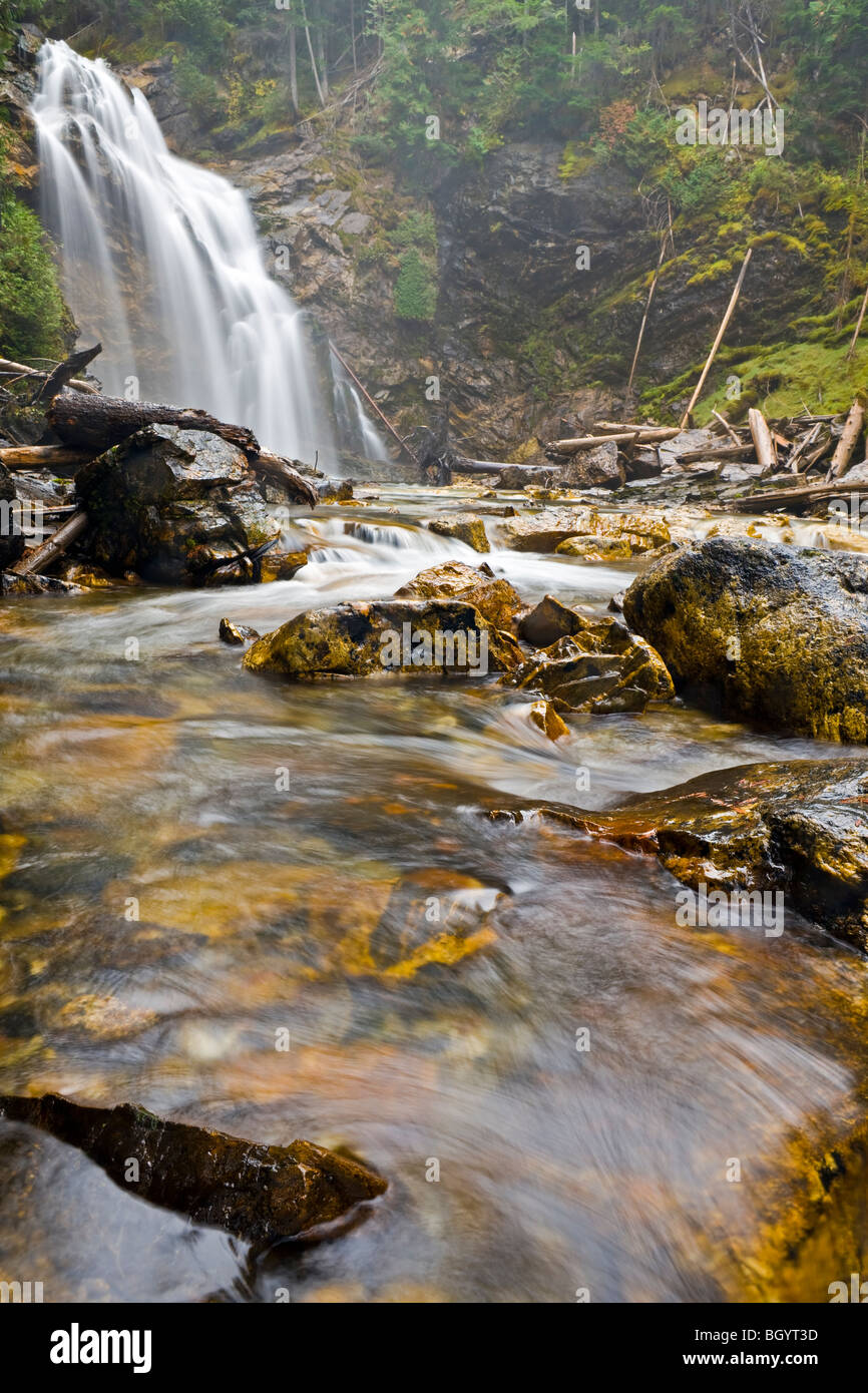 Spectrum Creek and Rainbow Falls in Monashee Provincial Park, Okanagan, British Columbia, Canada. Stock Photo