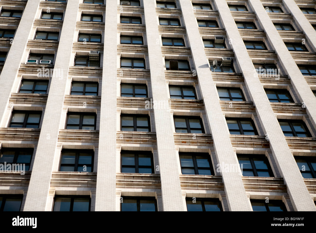 View of Downtown Manhattan building's facade, in New York. Stock Photo