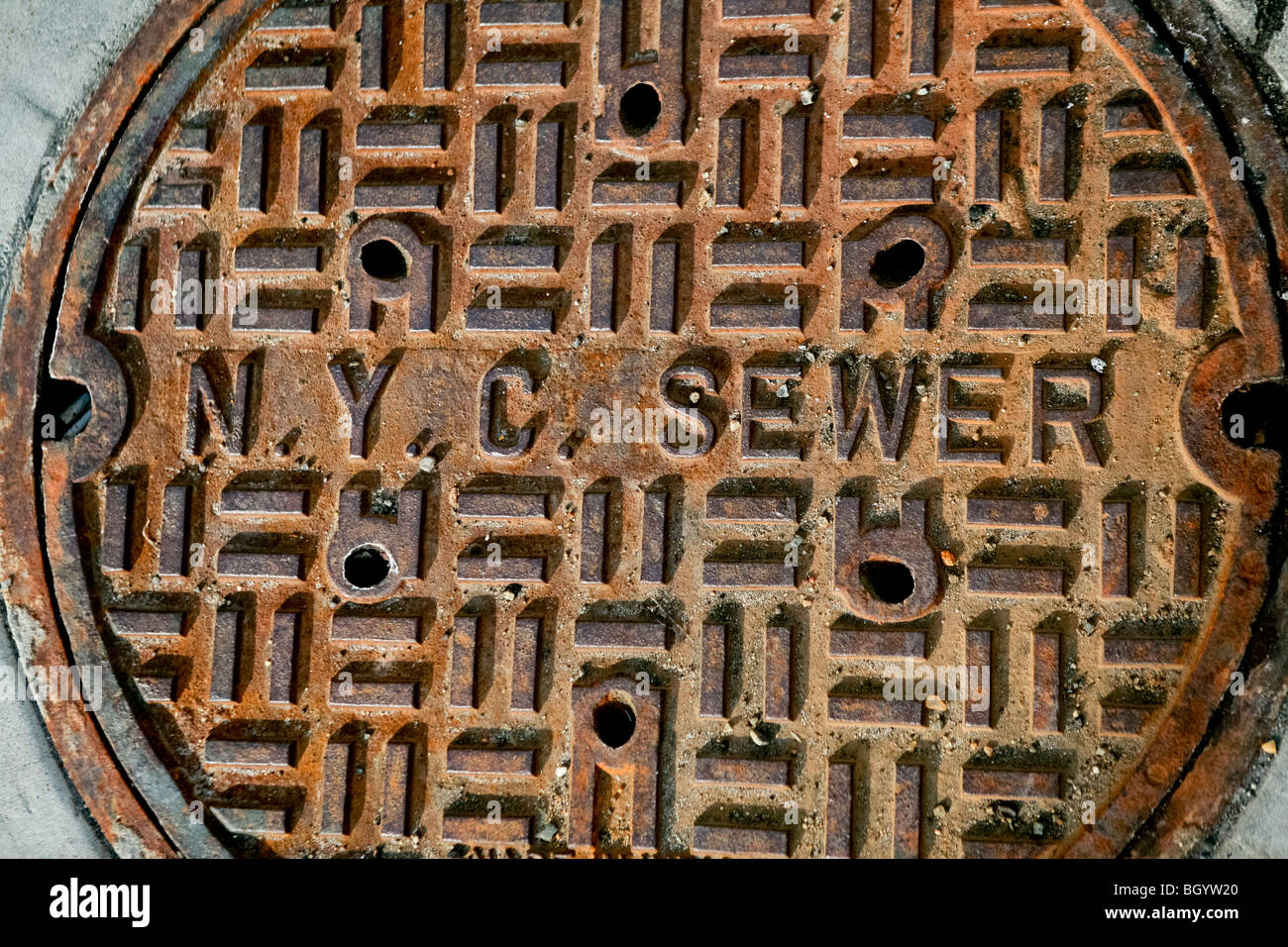 New York city sewer plate Stock Photo