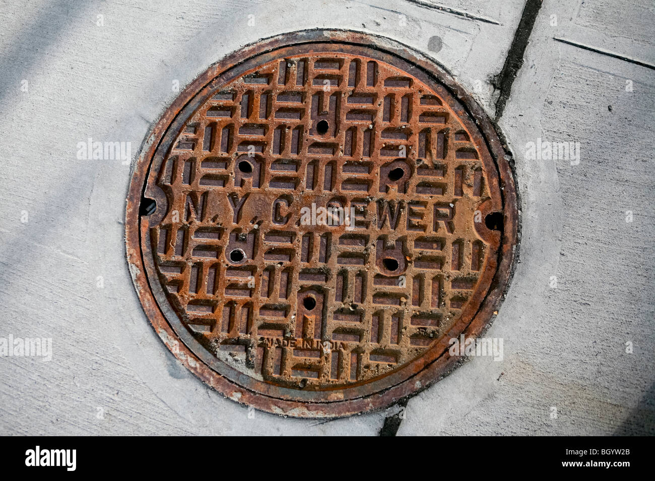 New York city sewer plate Stock Photo