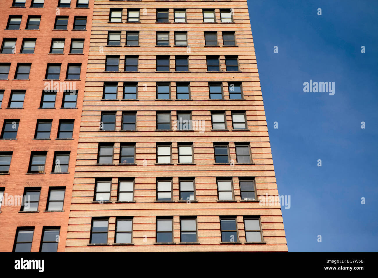 View of Downtown Manhattan building's facade, in New York. Stock Photo