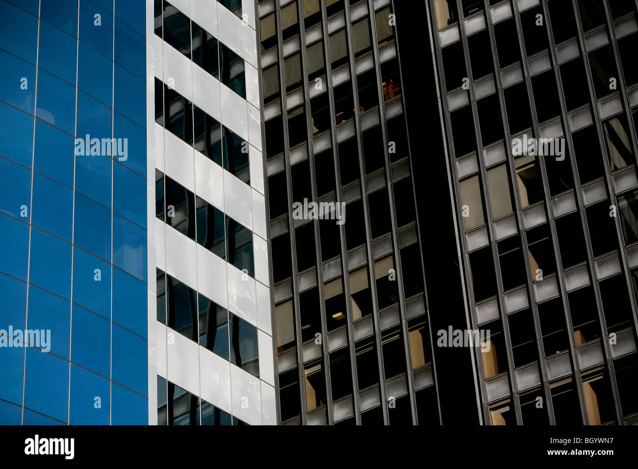 Downtown New York architecture and facade of old and modern buildings. Stock Photo