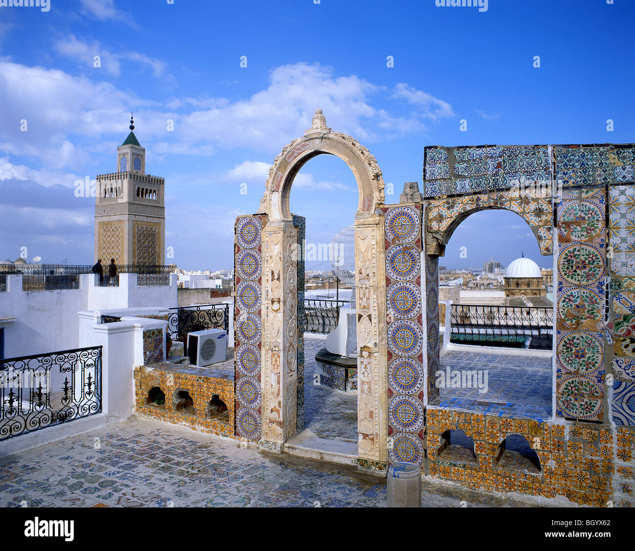 Great Mosque and Terrace of Palais d' Orient, Tunis, Tunis Governorate, Tunisia Stock Photo
