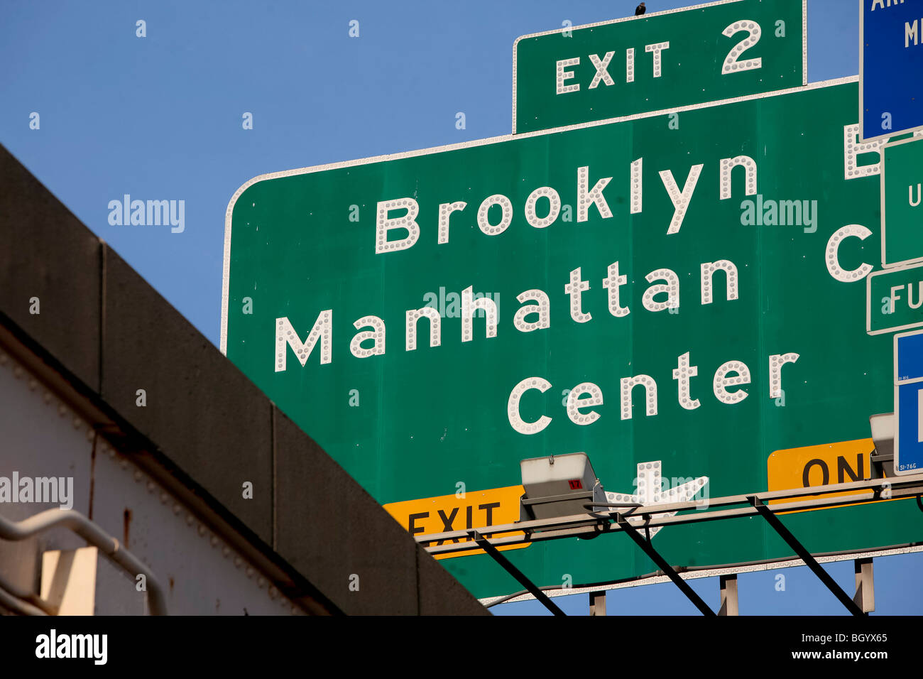 US Traffic sign on the East Highway in New York Stock Photo
