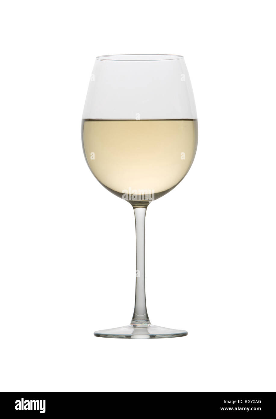 White wine in a glass on a white background Stock Photo