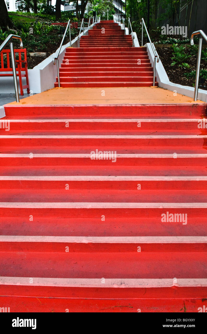 BRISBANE, Australia - Red stairs in King Edward Park on Turbot Street, Brisbane Stock Photo