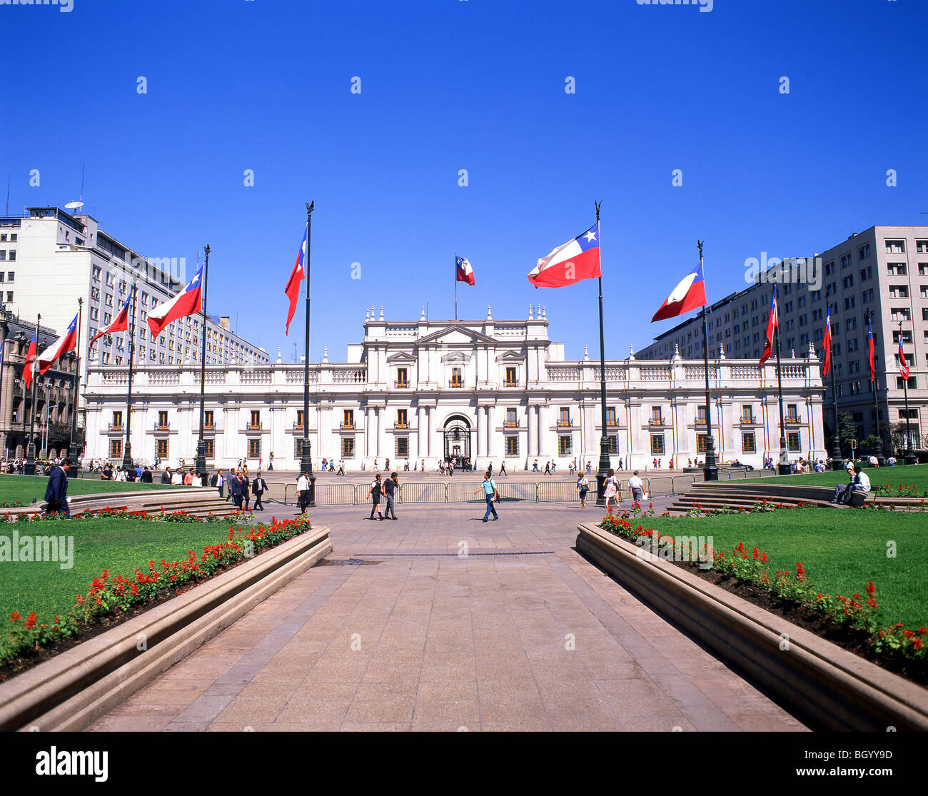 Palacio de La Moneda, Citizenry Square, Civic District, Santiago, Santiago Province, Republic of Chile Stock Photo