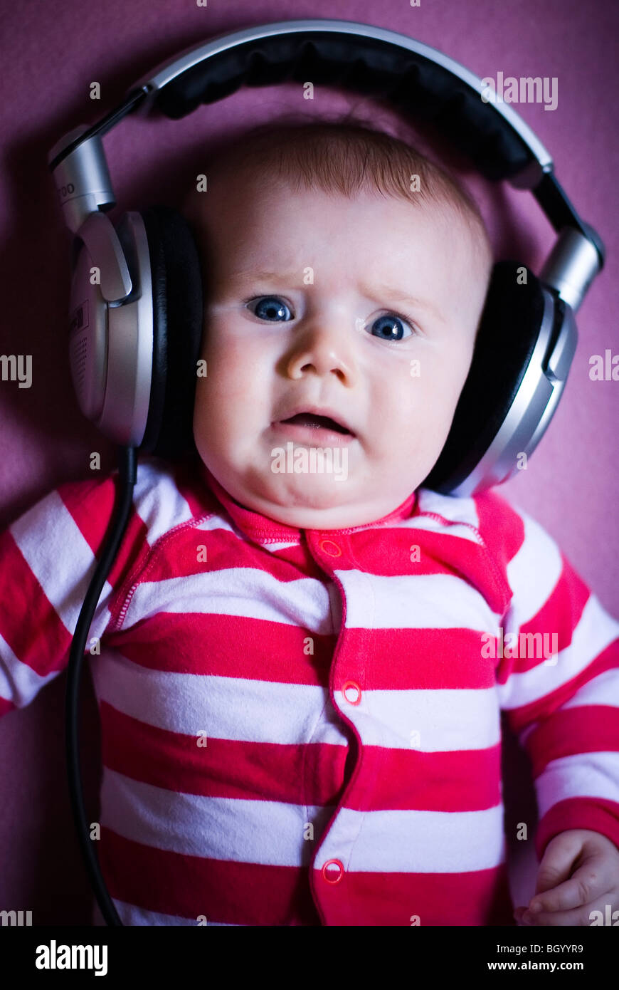 baby wearing headphones