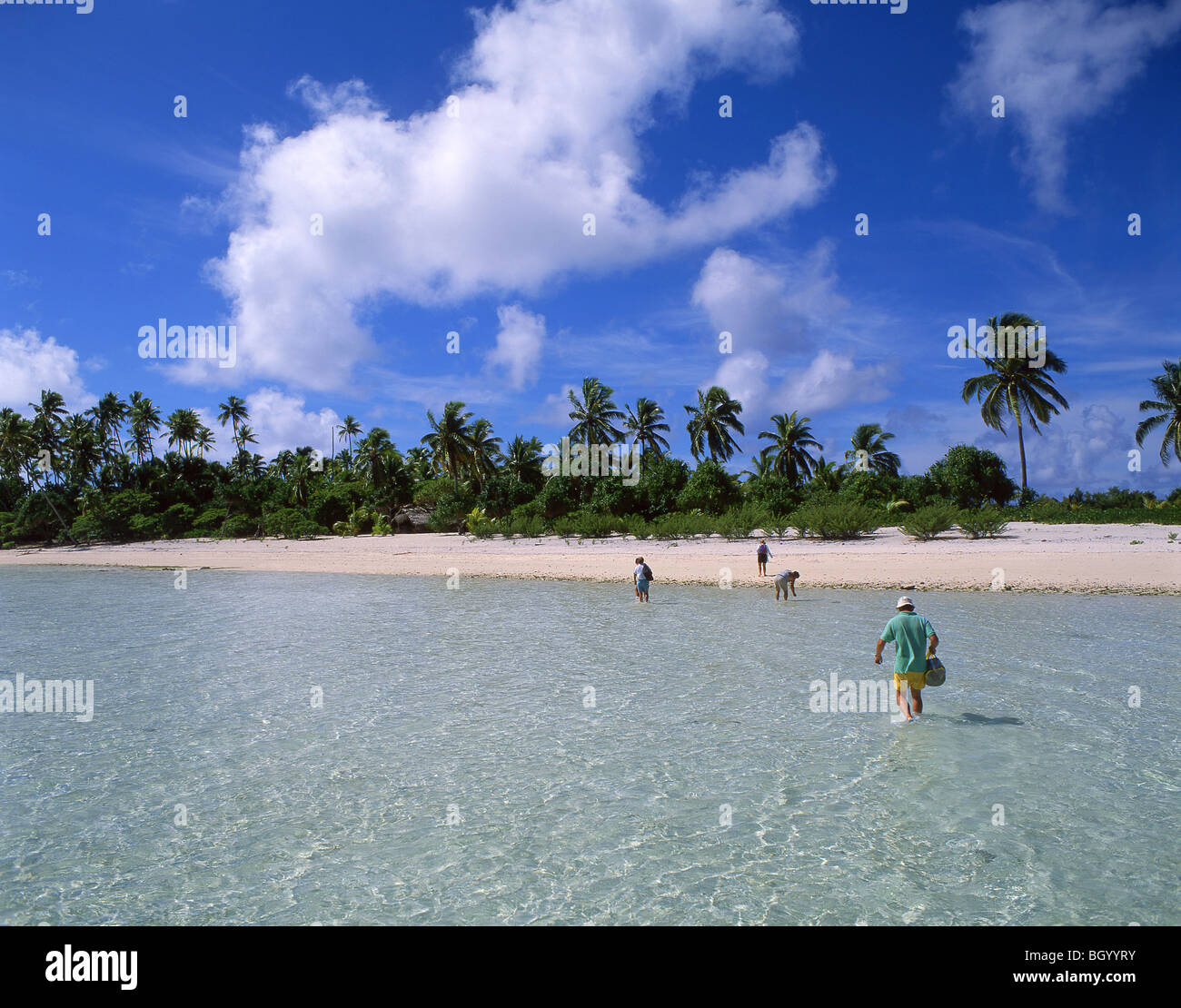 Tropical beach, Aitutaki Atoll, Cook Islands Stock Photo