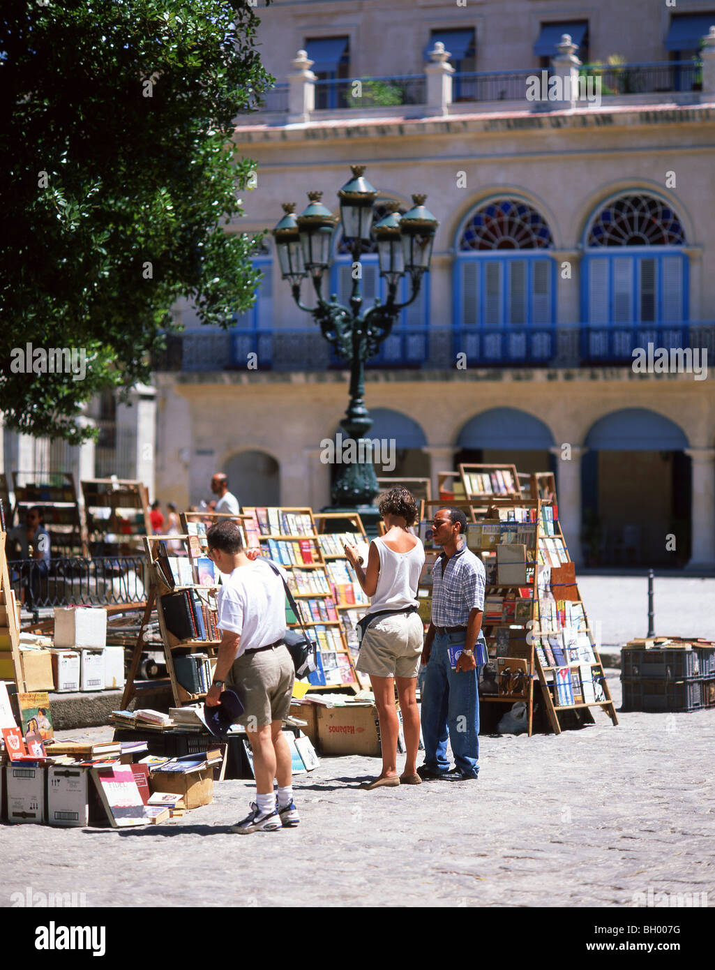 Book stalls, Plaza de Armas, Havana, La Habana, Republic of Cuba Stock Photo