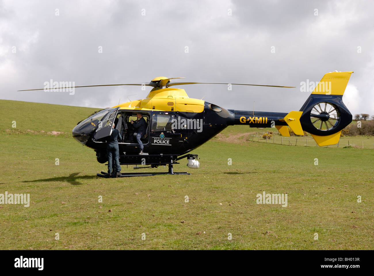 Merseyside Police Helicopter G-XMII Stock Photo