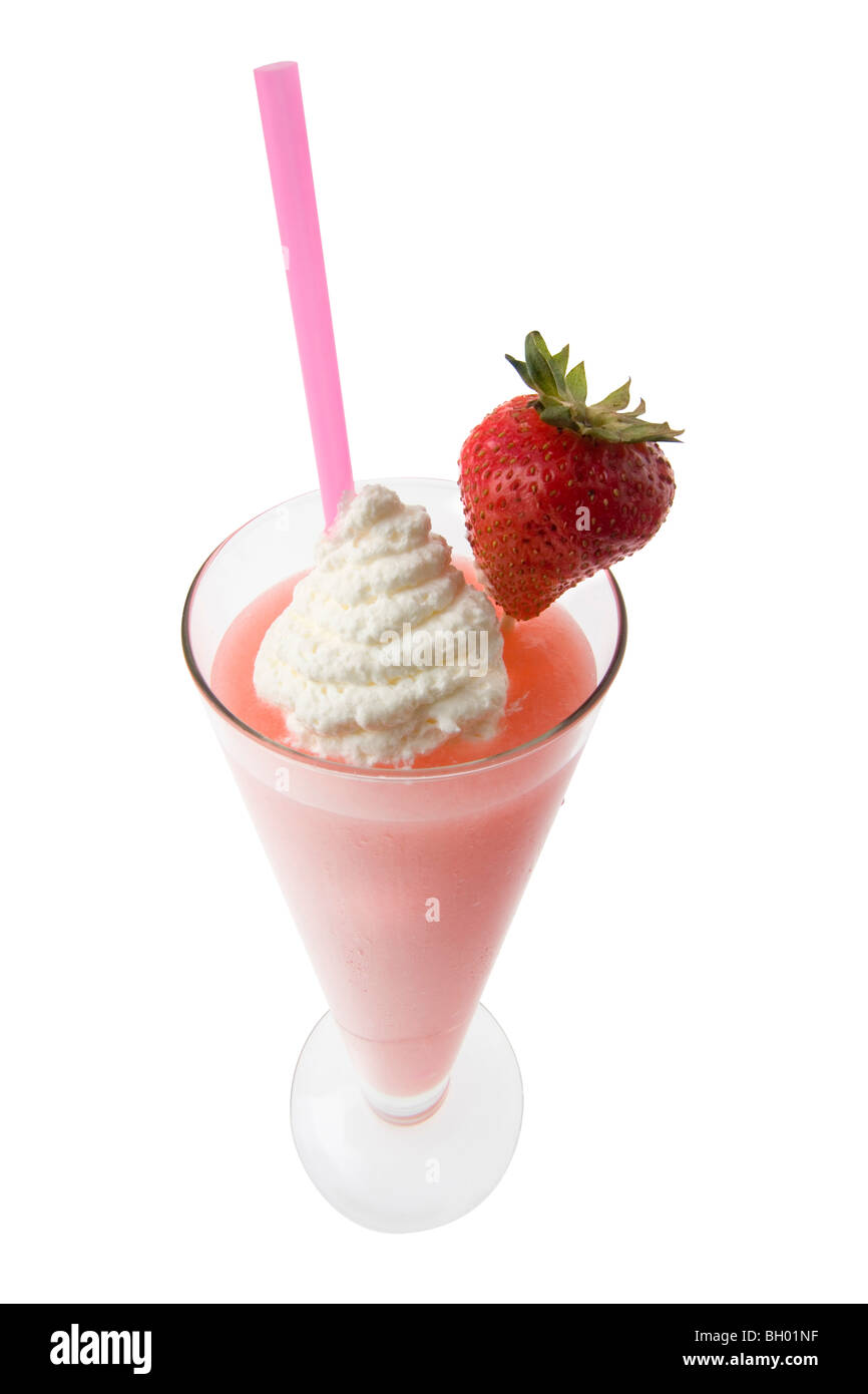 Strawberry Daquiri with garnish on white backgroud Stock Photo