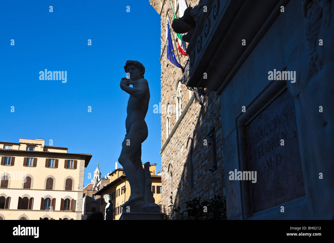 Italy,Tuscany,Florence,Piazza della Signoria,the Michelangelo's David Stock Photo