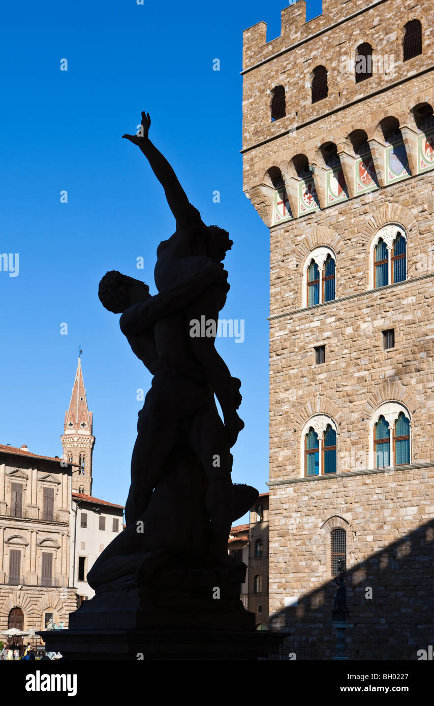 Italy,Tuscany,Florence,Piazza della Signoria,the Giambologna's Ratto Delle Sabine statue Stock Photo
