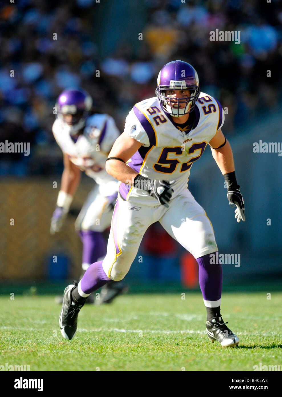 Chad Greenway #52 of the Minnesota Vikings defends Stock Photo