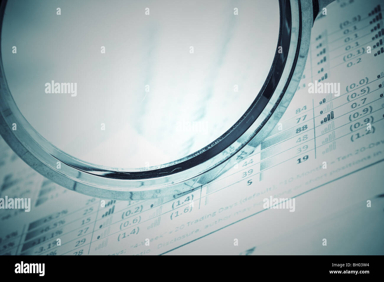 Magnifying glass and diagram Stock Photo Alamy