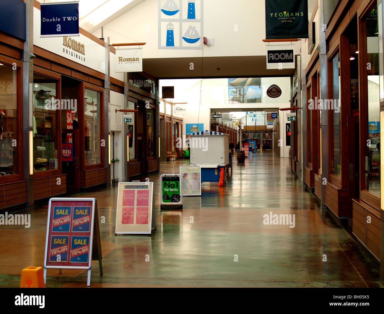 Empty shopping center, Atlantic Village, Bideford, Devon Stock Photo
