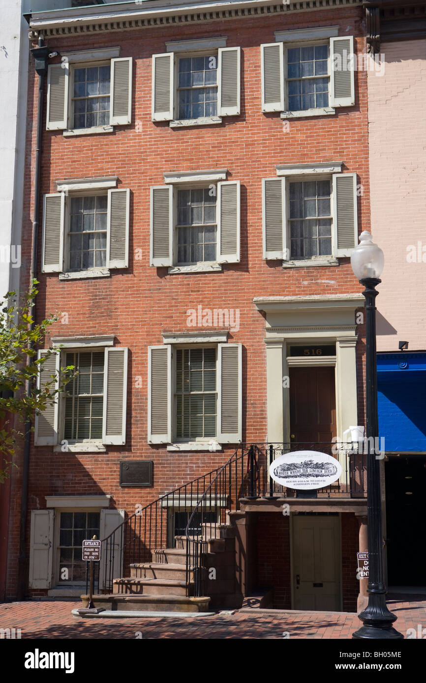 Petersen House where Abraham Lincoln died, Washington DC, USA Stock