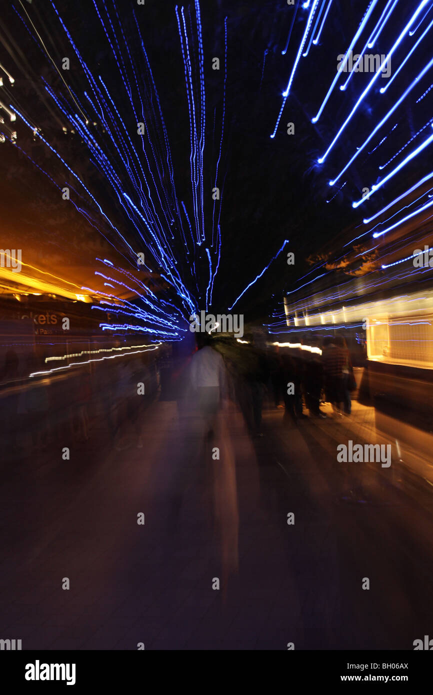 Blue Lights Streaking On South Bank London Stock Photo Alamy