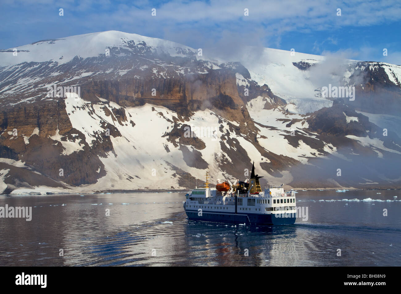 Ocean Nova, an expedition ship in Antarctica. Stock Photo
