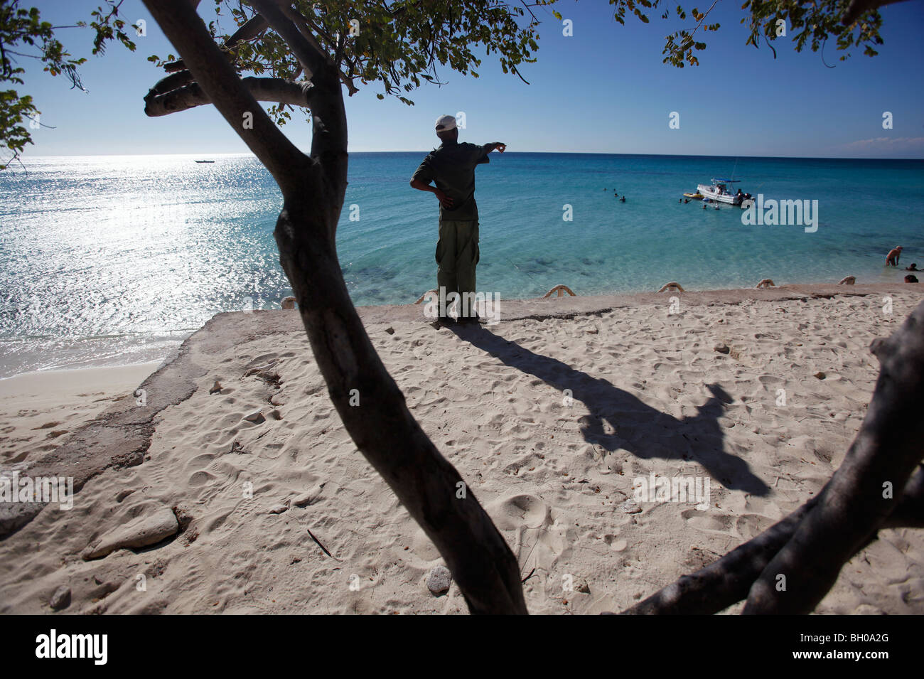 Man on the beach, Cabo Rojo, Dominican Republic Stock Photo