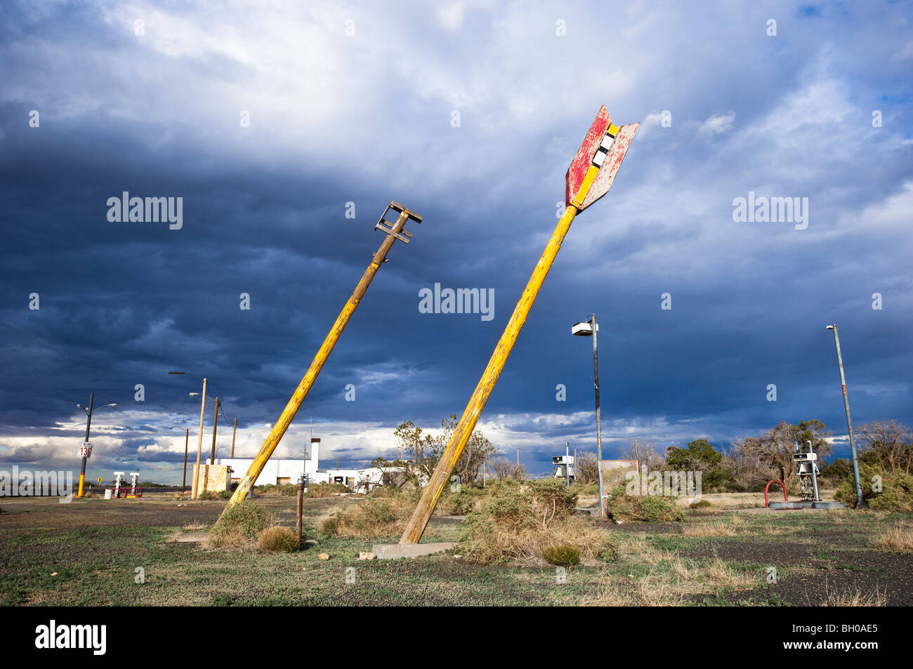 The iconic, but decaying, arrows at Twin Arrows, Arizona, on historic ...